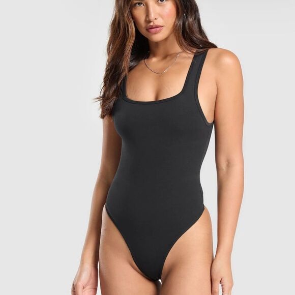 Gymshark COTTON BODYSUIT Black Medium NWT in‎ packaging - Picture 1 of 5
